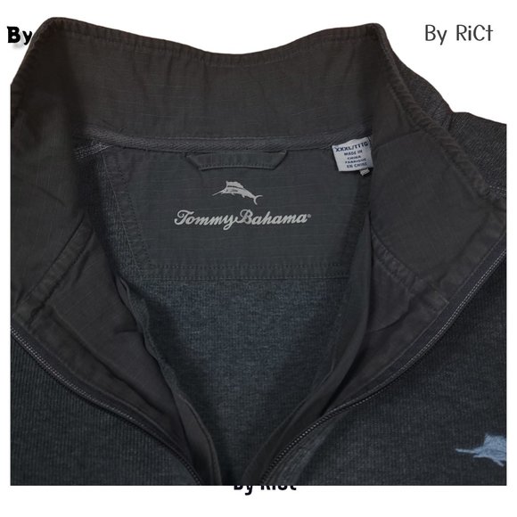 Tommy Bahama Tobago Men Sweatshirt Half Zip Size 3XL Pullover Henley Cotton Gray - Picture 6 of 9